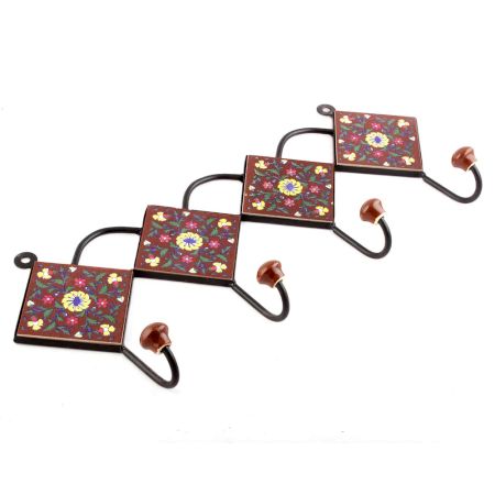Brown And Yellow Wheel Flower Ceramic Tiles Hooks